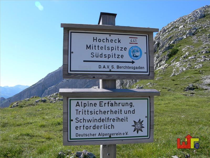 Wegweiser zur Watzmann-Mittelspitze